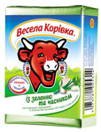 Сыр плавленый «Веселая Коровка» «Із зеленню та часником» брикет